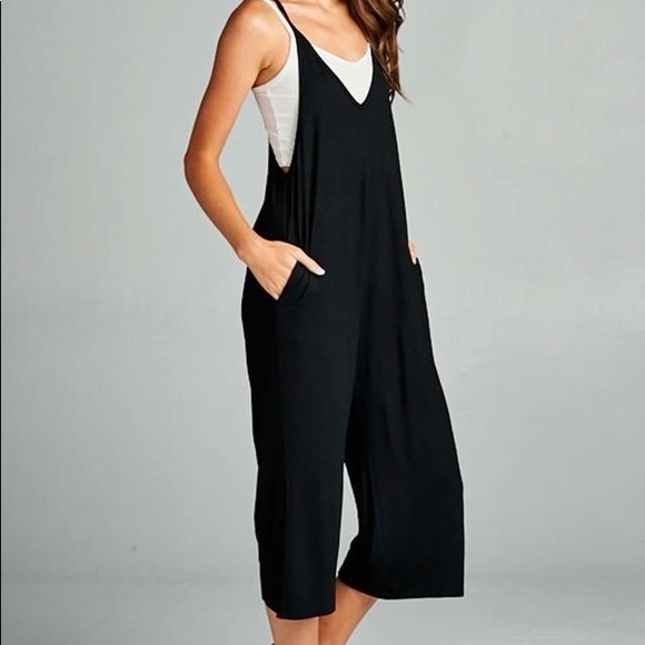 Rachel Pants - Black Crop Jumpsuit